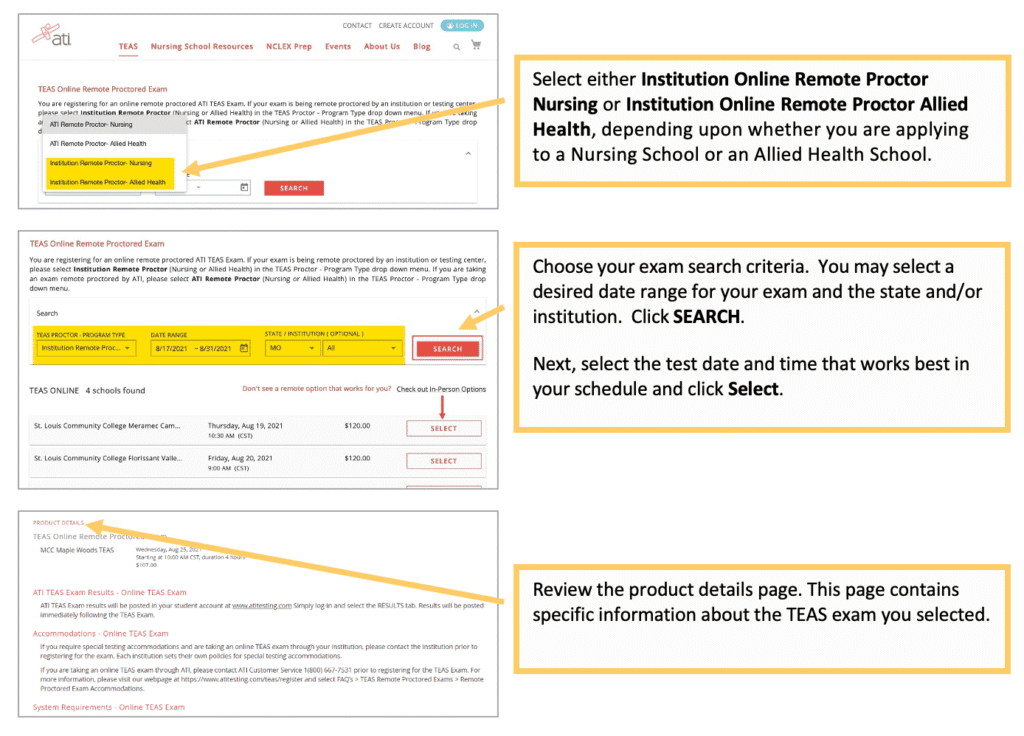 Register TEAS remote exam